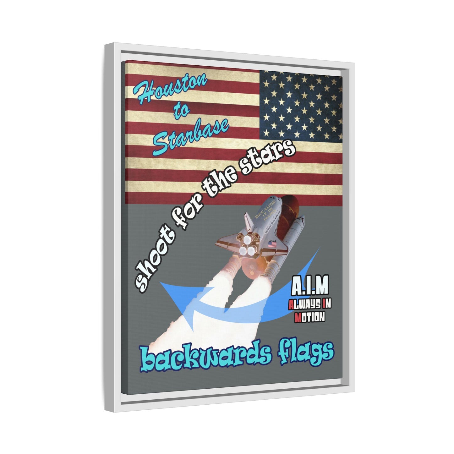shoot for the stars - framed canvas art (dark grey)