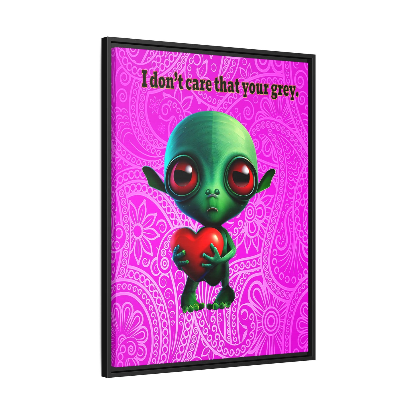 I don't care that your grey - framed canvas art (pink swirl)