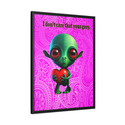 I don't care that your grey - framed canvas art (pink swirl)