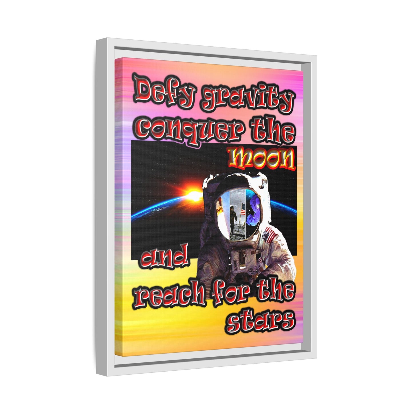 defy conquer reach - framed canvas art (color blur)