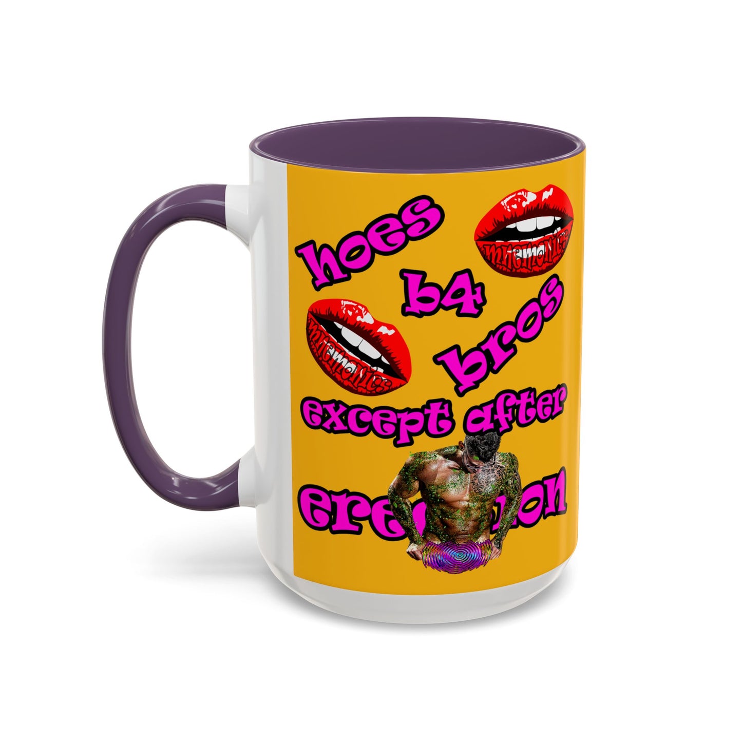 hoes b4 bros - Accent Mug (yellow)
