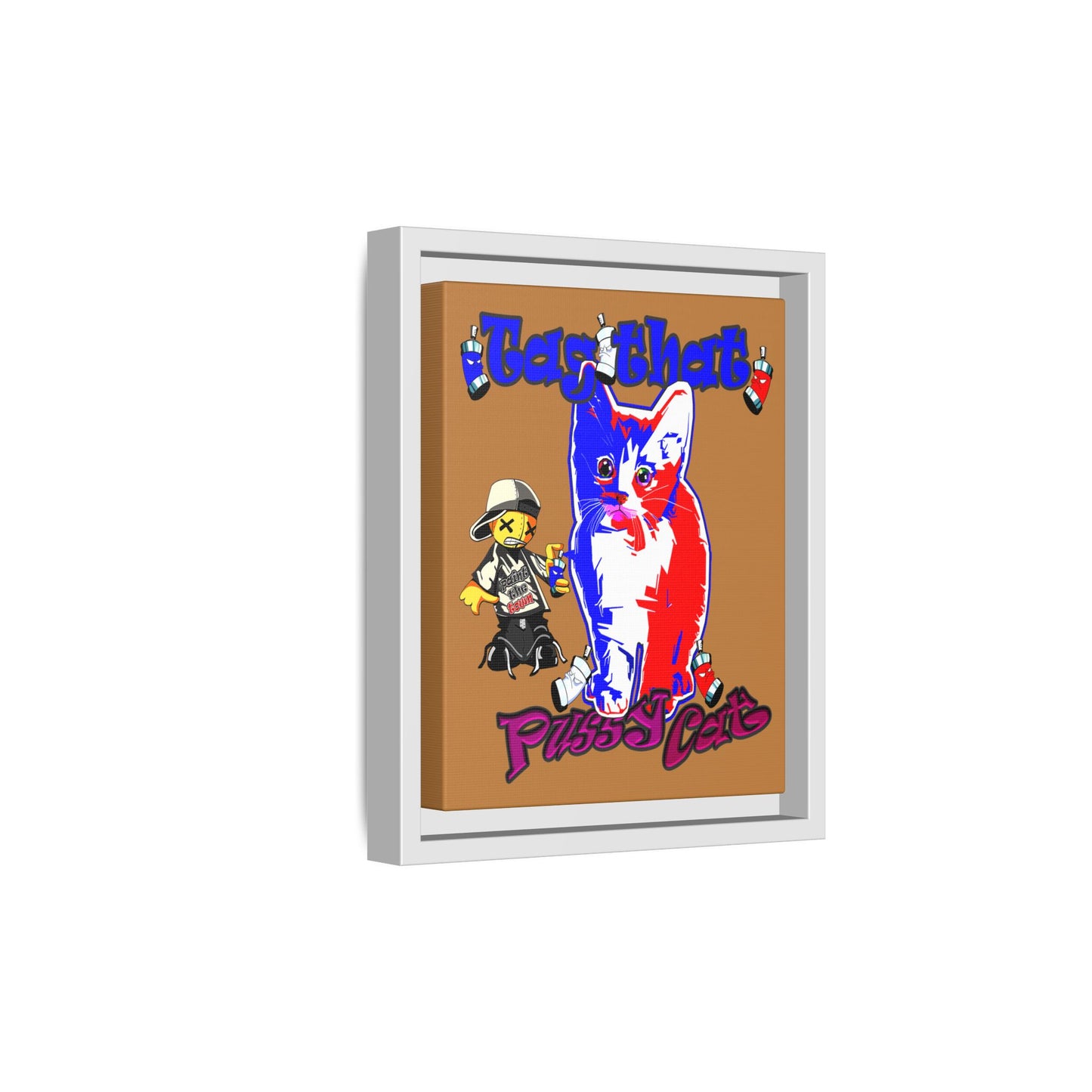 tag that - framed canvas art (light brown)