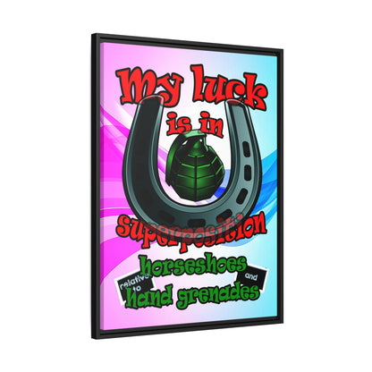 my luck - framed canvas art (light blue-pink wave)