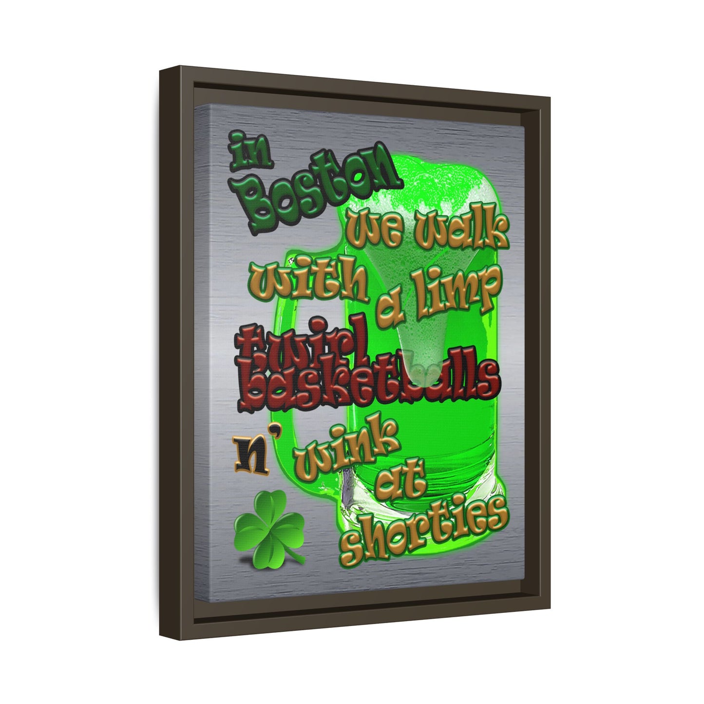 celtics logo - framed canvas art (brushed nickel)