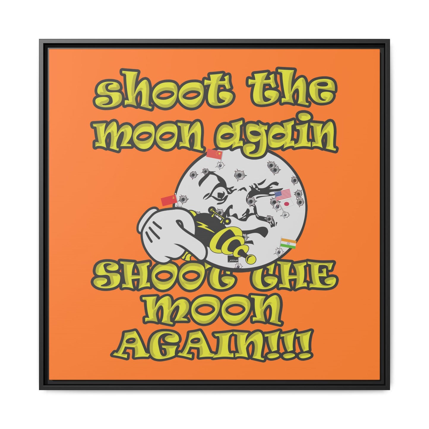 shoot the moon again - framed canvas art (crusta)
