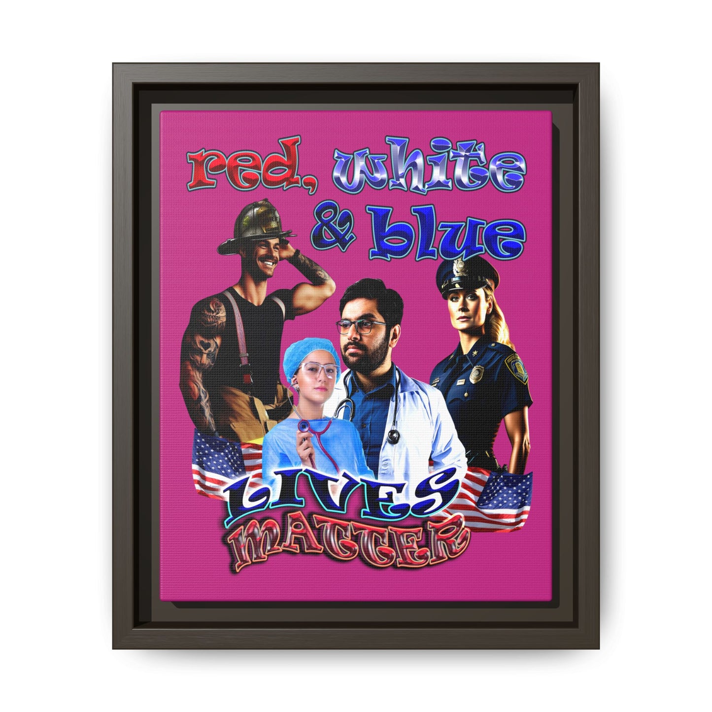 rw&b lives matter - framed canvas art (pink)