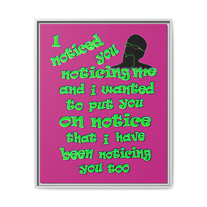 noticed you noticing - framed canvas art (pink)