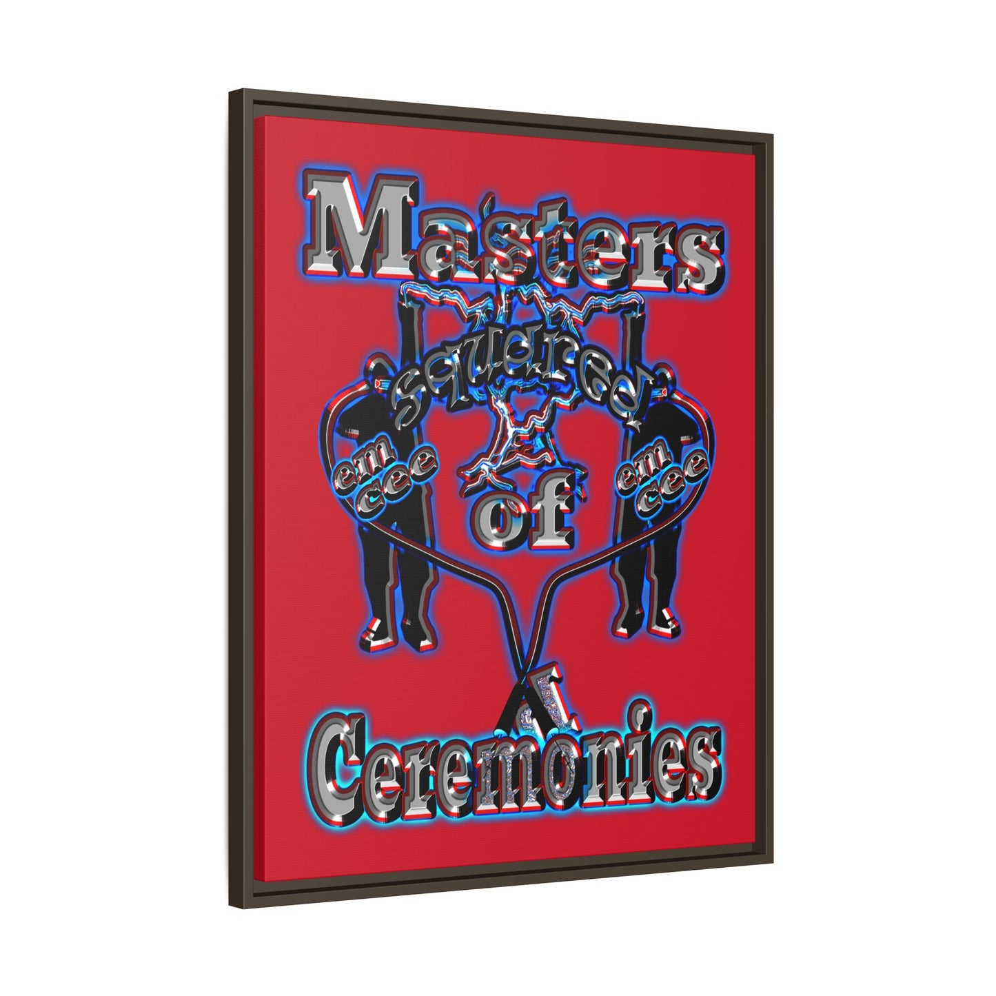 em cee squared - framed canvas art (dark red)