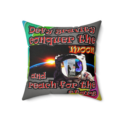 defy conquer reach - Faux Suede Square Pillow - (rainbow split)