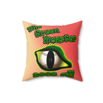green monster - Faux Suede Square Pillow - (yellow-orange wave)