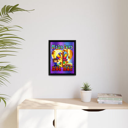 love peace - framed canvas art (purple wave)