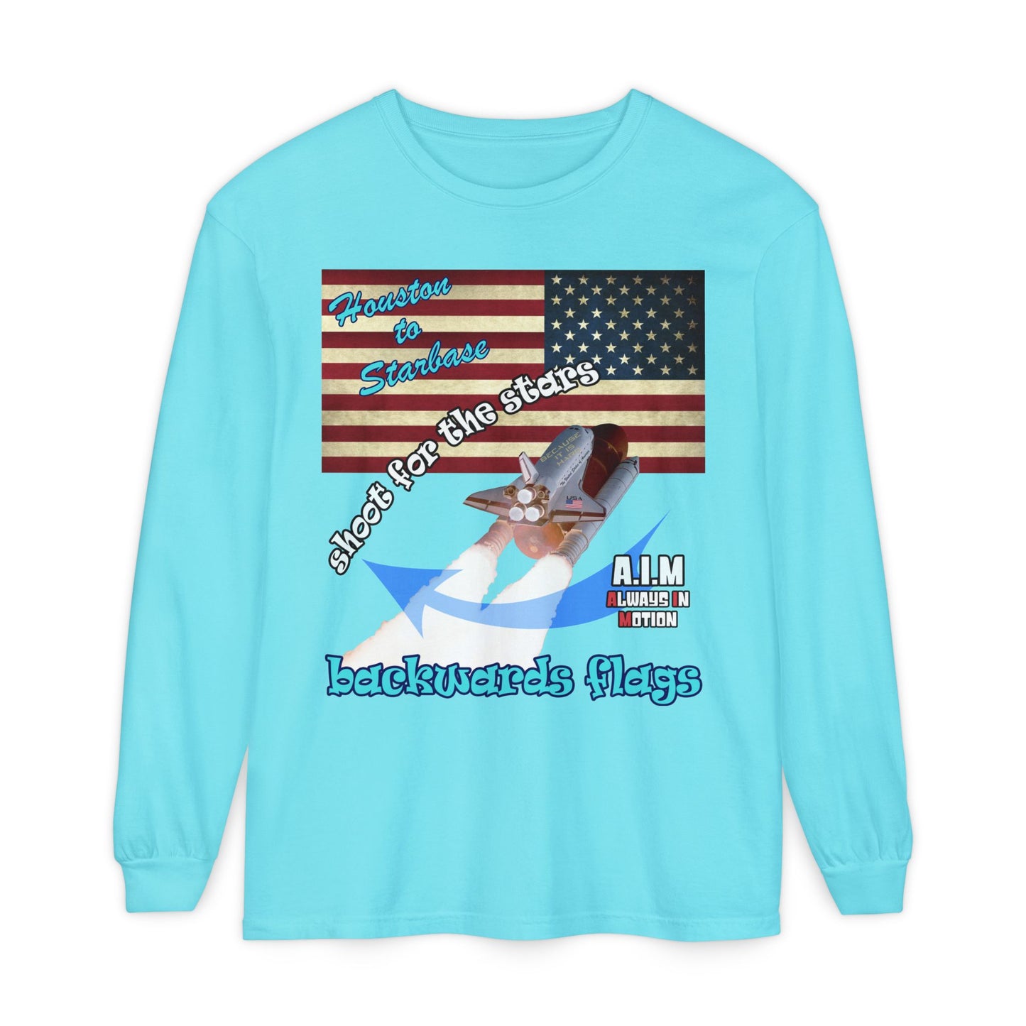 shoot for the stars - Unisex Garment-dyed Long Sleeve T-Shirt