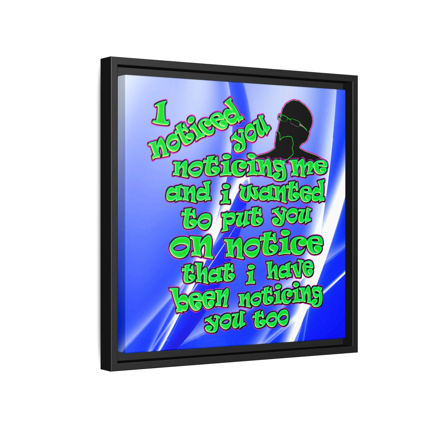 noticed you noticing - framed canvas art (blue-white wave)
