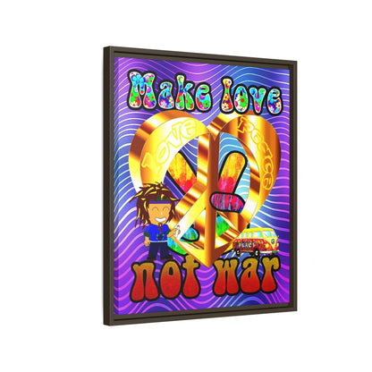 love peace - framed canvas art (purple wave)