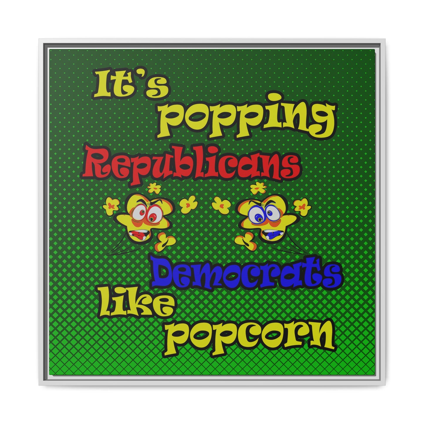 popping like popcorn - framed canvas art (logo green)