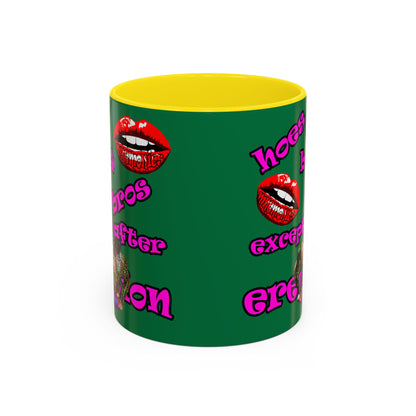 hoes b4 bros - Accent Mug (dark green)