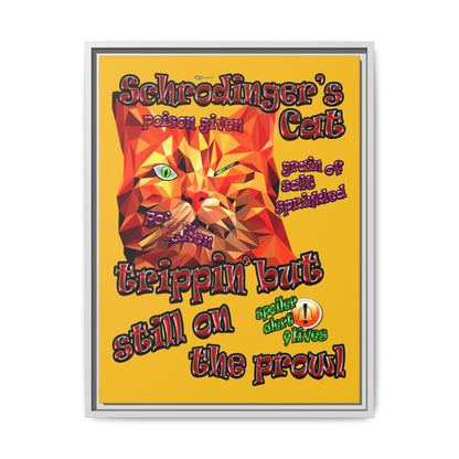 schrodinger's cat - framed canvas art (yellow)