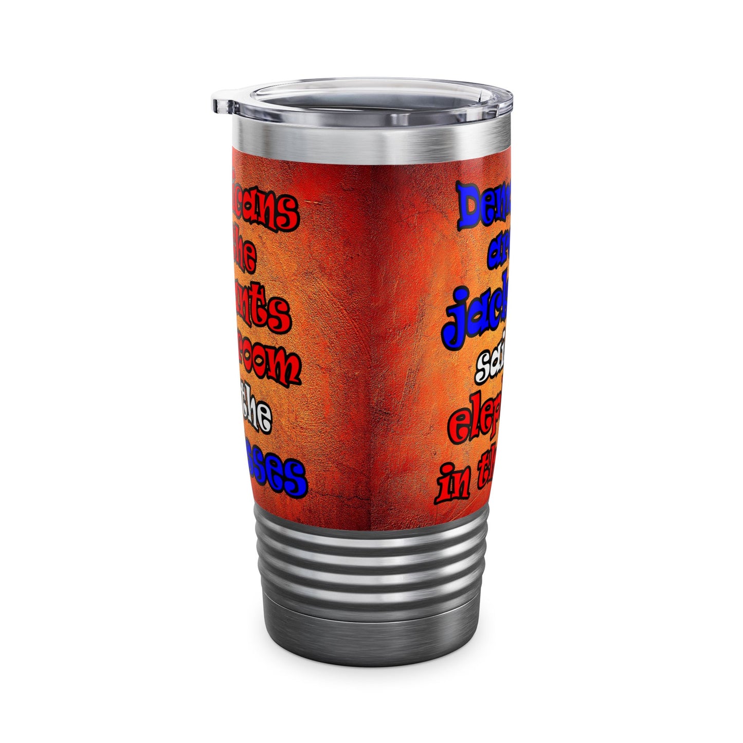 donkeys and elephants - Ringneck Tumbler, 20oz (burnt orange)