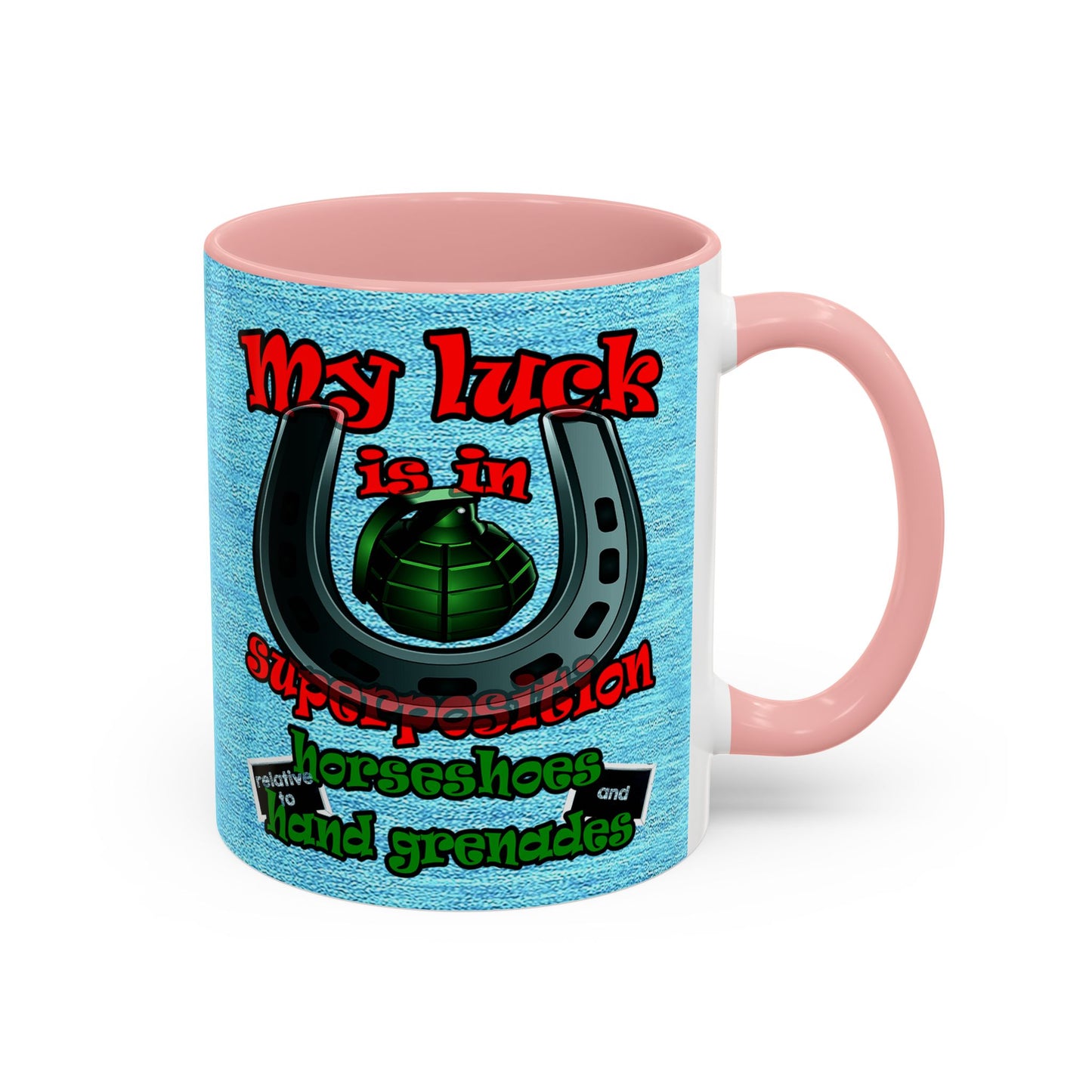 my luck - Accent Mug (faded dark blue)