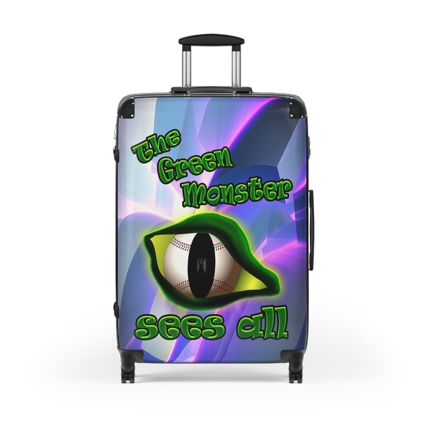 green monster - Suitcase (grey-pink wave)
