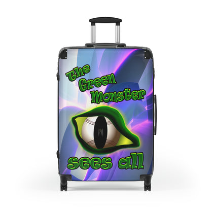 green monster - Suitcase (grey-pink wave)