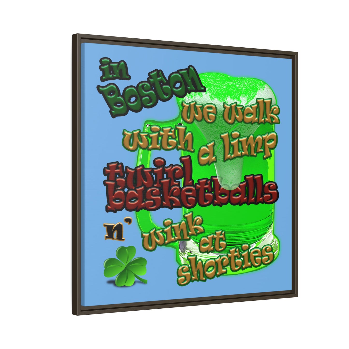 celtics logo - framed canvas art (light blue)