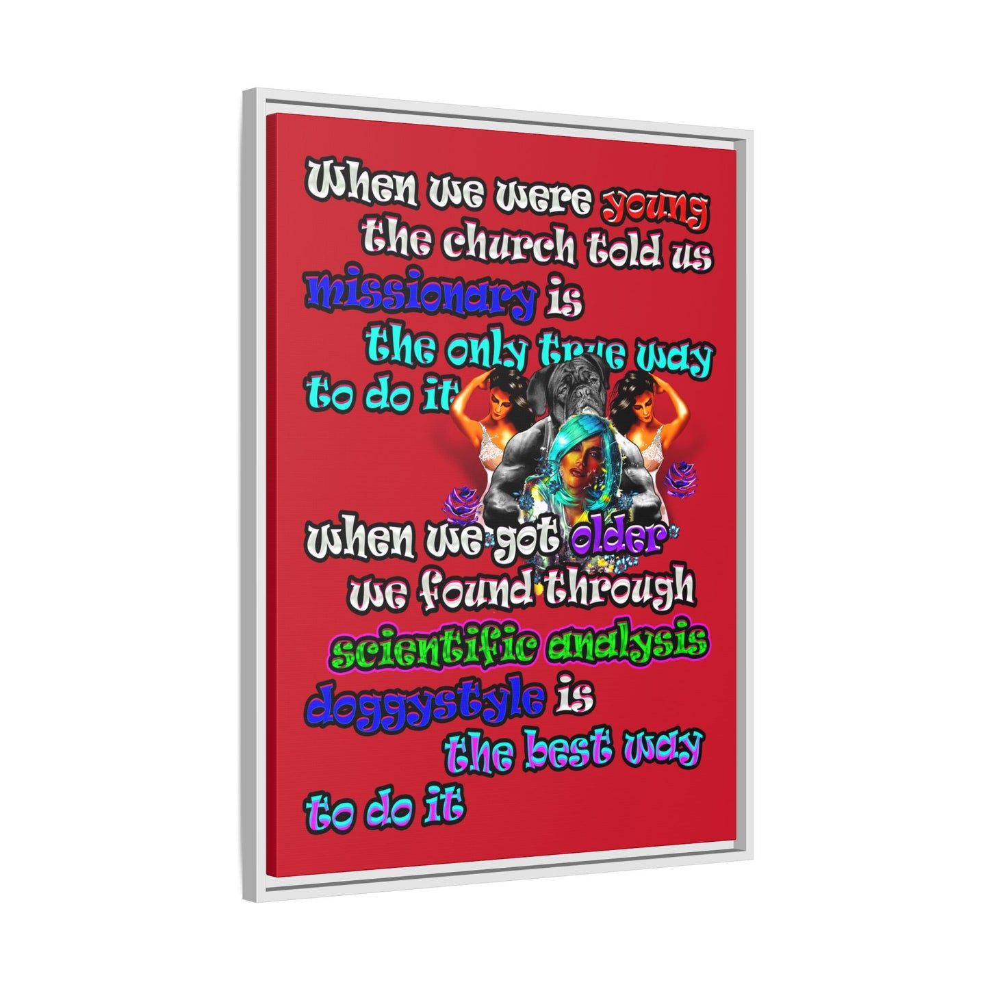 doggystyle - framed canvas art (dark red)