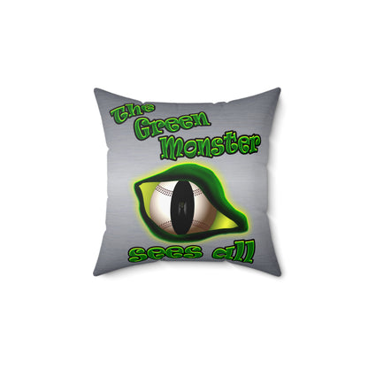 green monster - Spun Polyester Square Pillow - (brushed nickel)