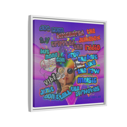 drop the beat - framed canvas art (purple-pink wave)