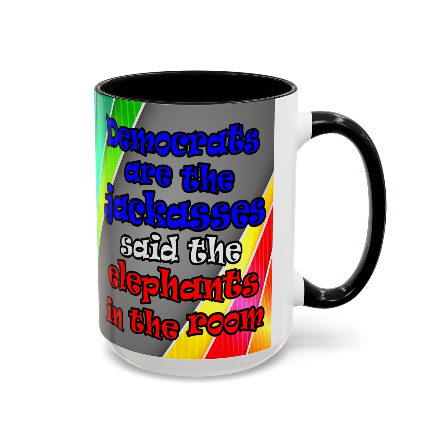 donkeys and elephants - Accent Mug (rainbow split)