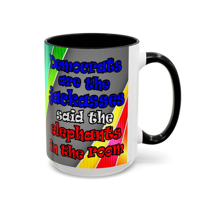 donkeys and elephants - Accent Mug (rainbow split)
