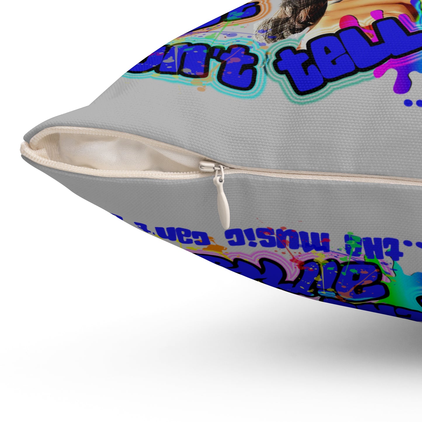 drop the beat - Spun Polyester Square Pillow - (light grey)