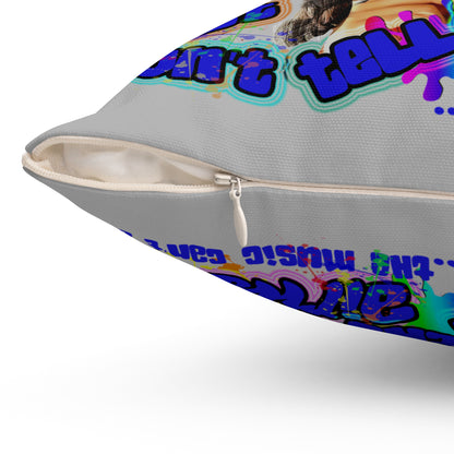 drop the beat - Spun Polyester Square Pillow - (light grey)