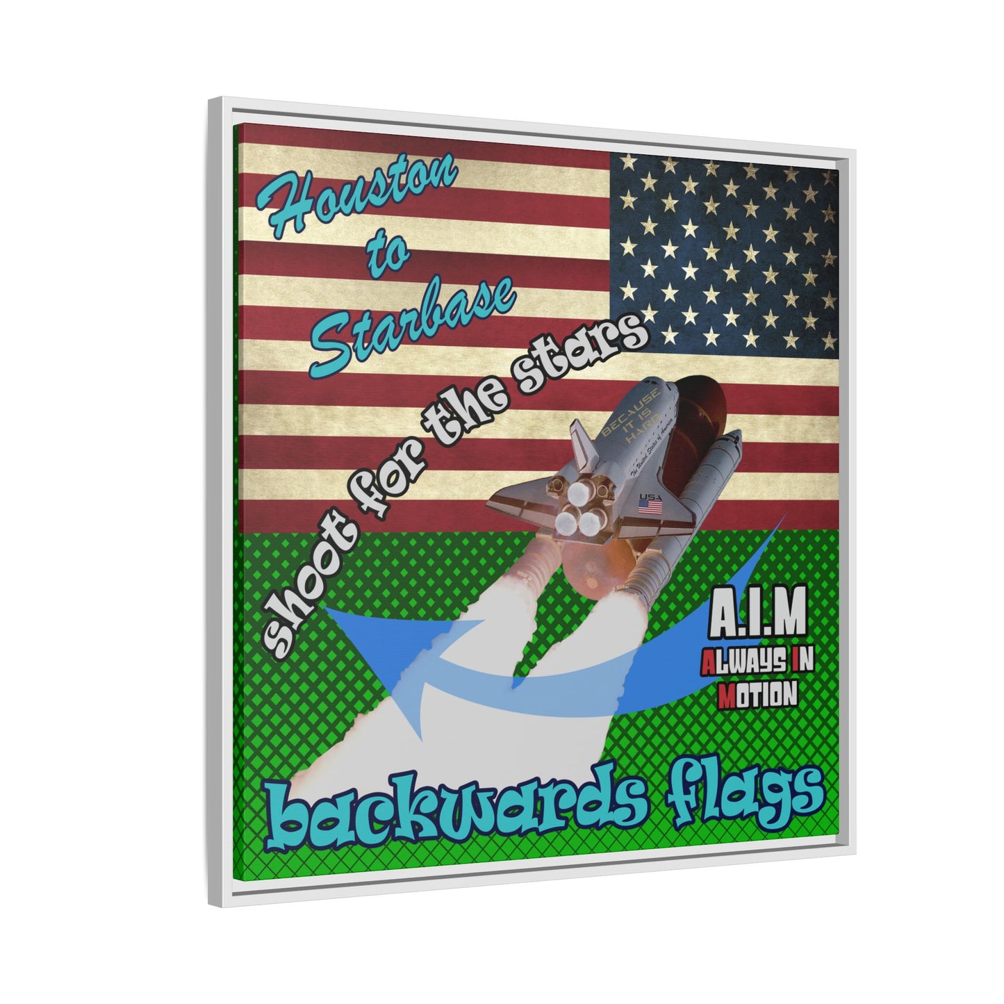 shoot for the stars - framed canvas art (logo green)