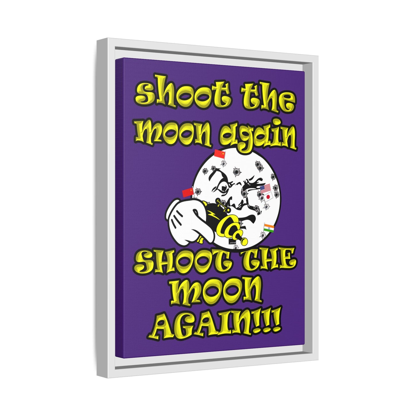 shoot the moon again - framed canvas art (purple)