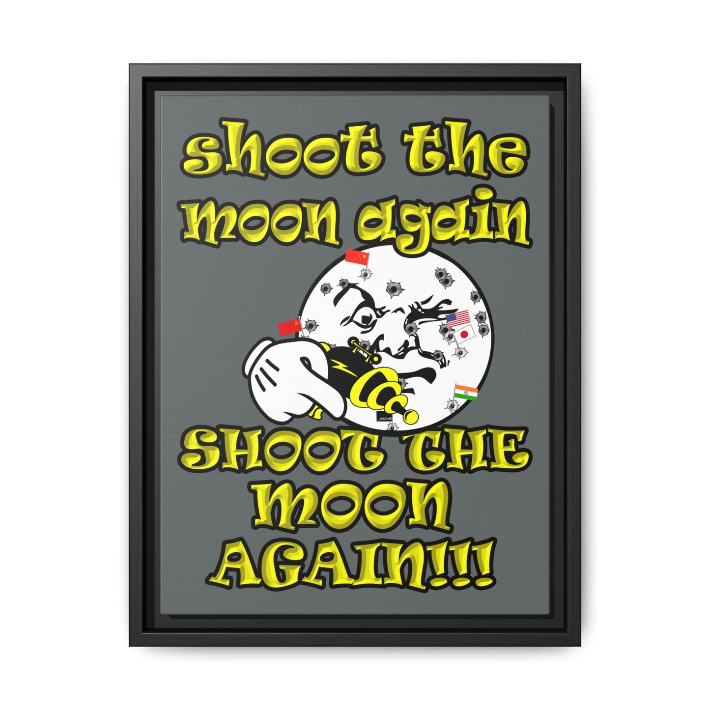 shoot the moon again - framed canvas art (dark grey)