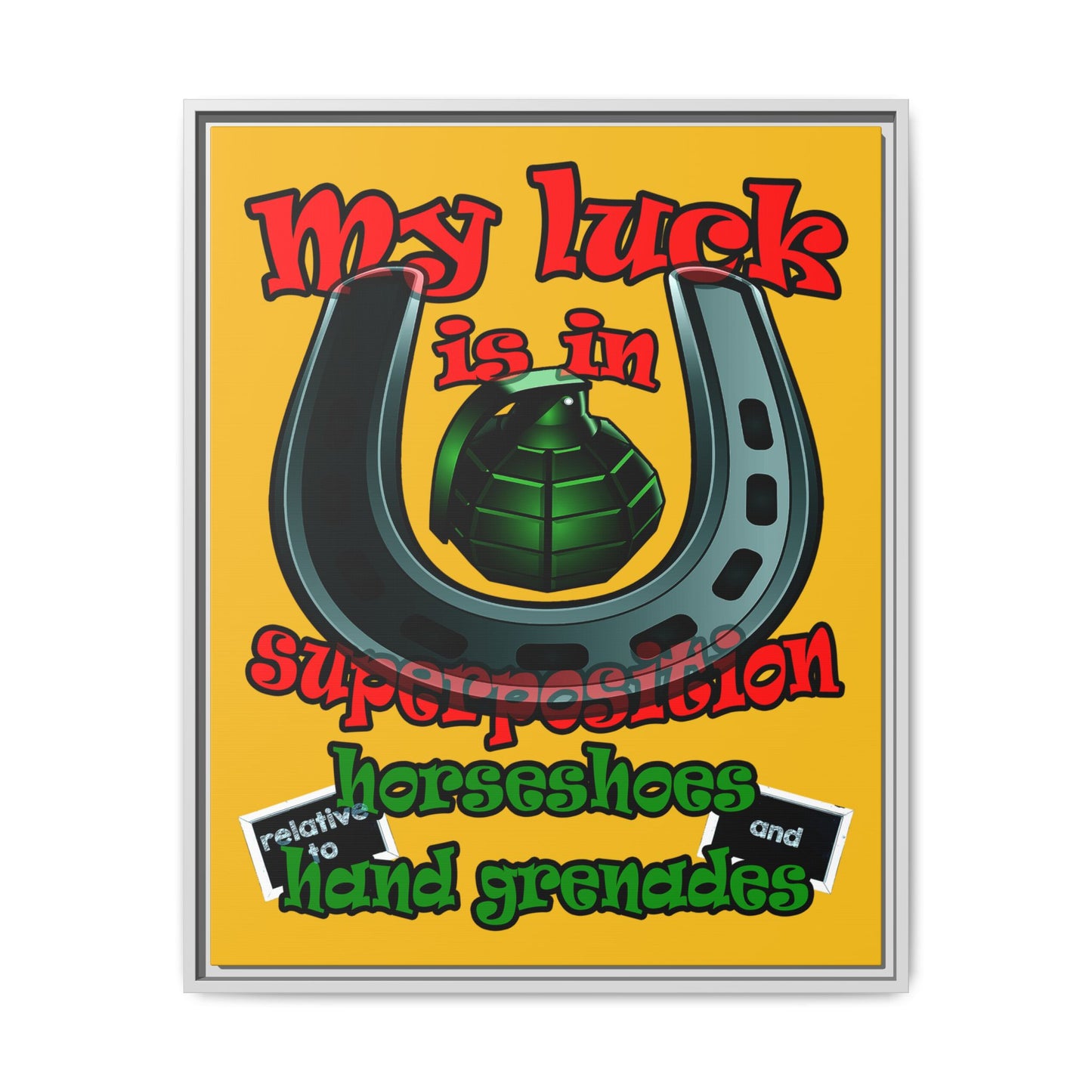 my luck - framed canvas art (yellow)
