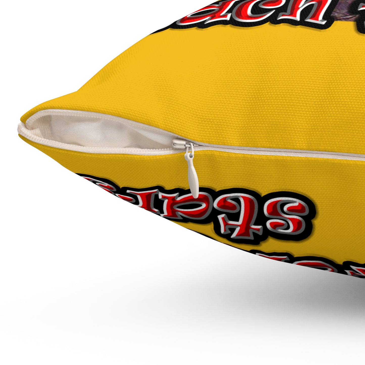 defy conquer reach - Spun Polyester Square Pillow - (yellow)