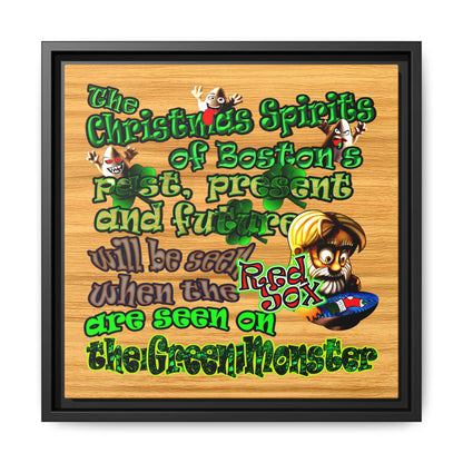 christmas spirits of boston - framed canvas art (butterscotch wood finish)