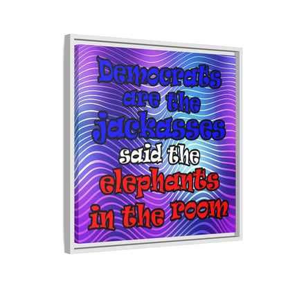 donkeys and elephants - framed canvas art (purple wave)