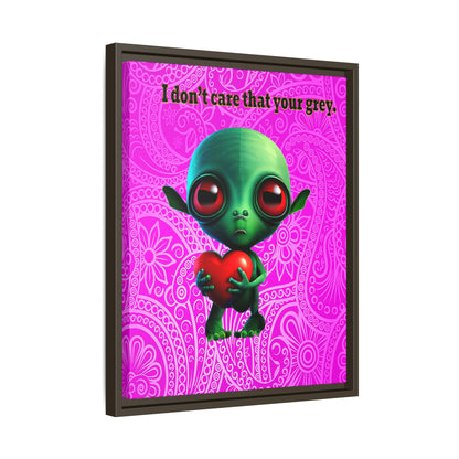 I don't care that your grey - framed canvas art (pink swirl)