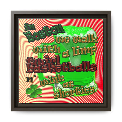 celtics logo - framed canvas art (yellow-orange wave)