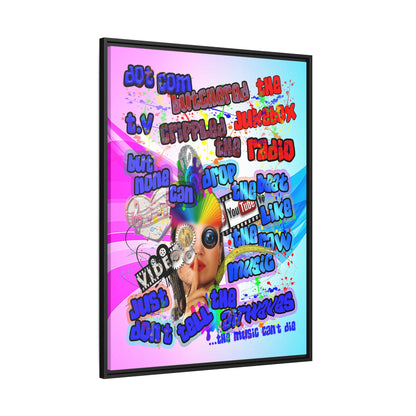 drop the beat - framed canvas art (light blue-pink wave)