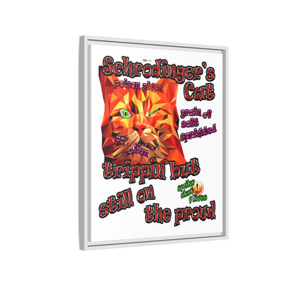 schrodinger's cat - framed canvas art (white)