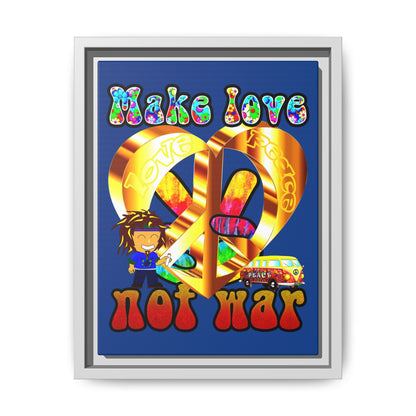 love peace - framed canvas art (dark blue)