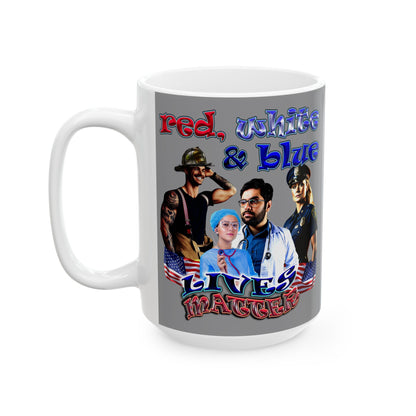 rw&b lives matter - White Mug (grey)