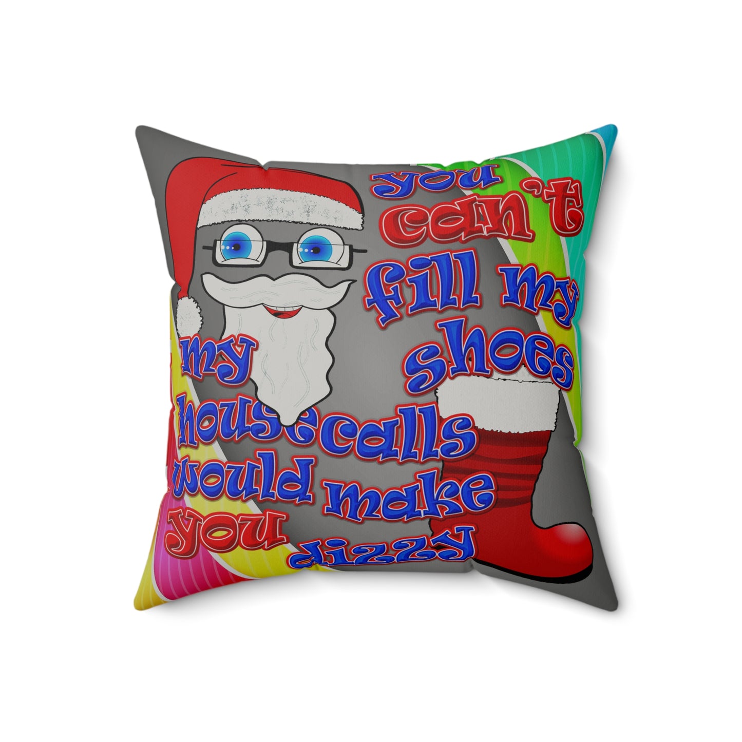 santa's shoes - Faux Suede Square Pillow - (rainbow split)