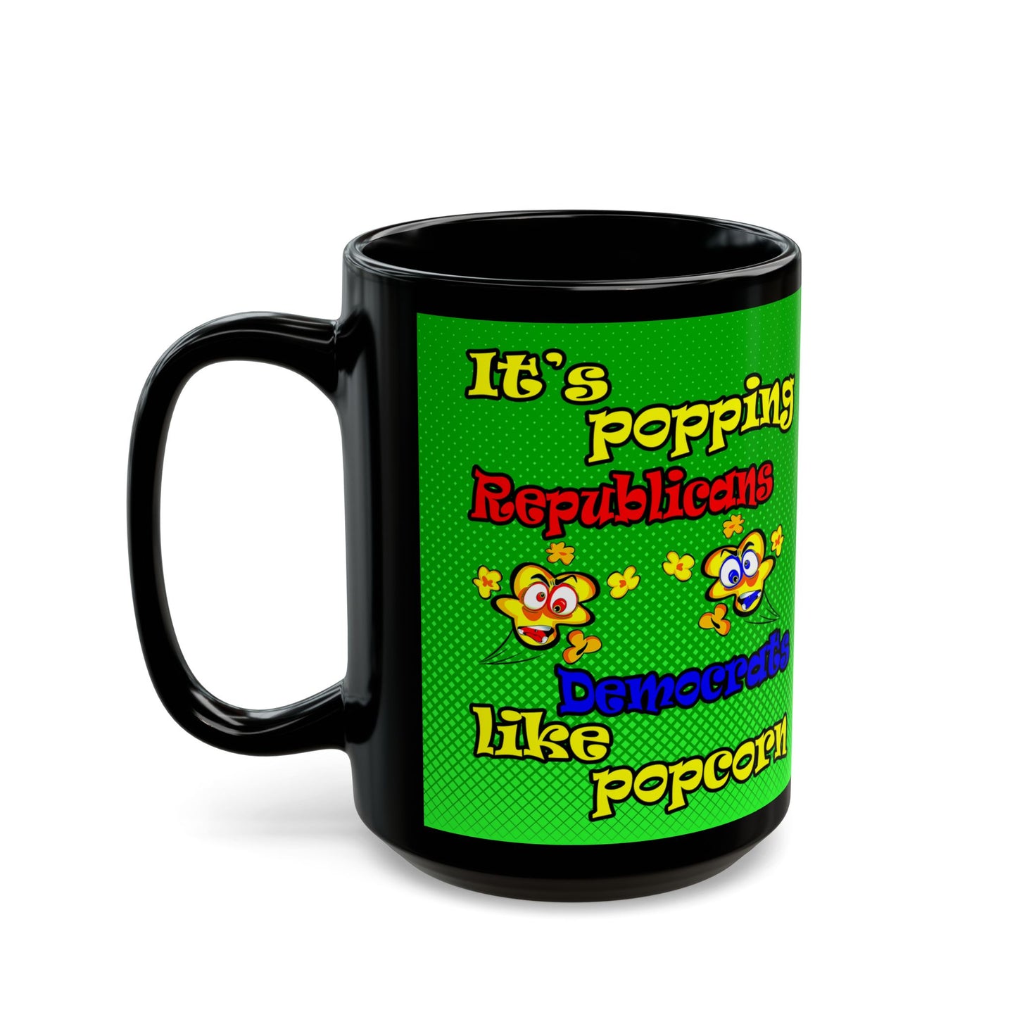 popping like popcorn - Black Mug (logo green)