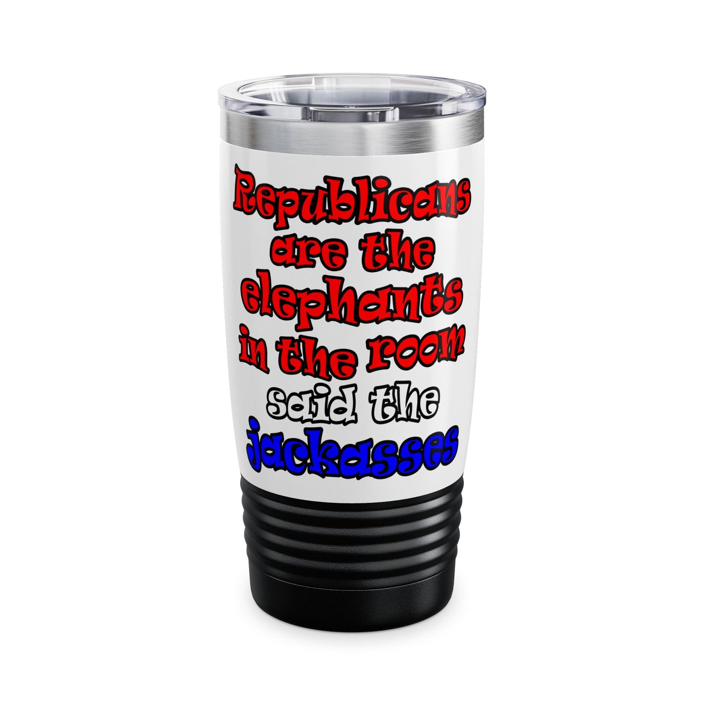 donkeys and elephants - Ringneck Tumbler, 20oz (white)