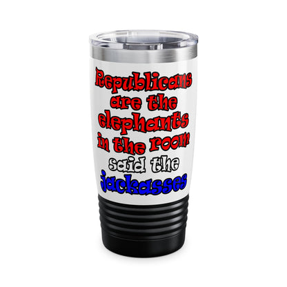 donkeys and elephants - Ringneck Tumbler, 20oz (white)